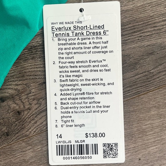 Size 14 Teal Lululemon Everlux Short-Lined Tennis Tank Dress 6” - Picture 5 of 7
